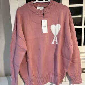 Ami Blush Sweater with White Heart